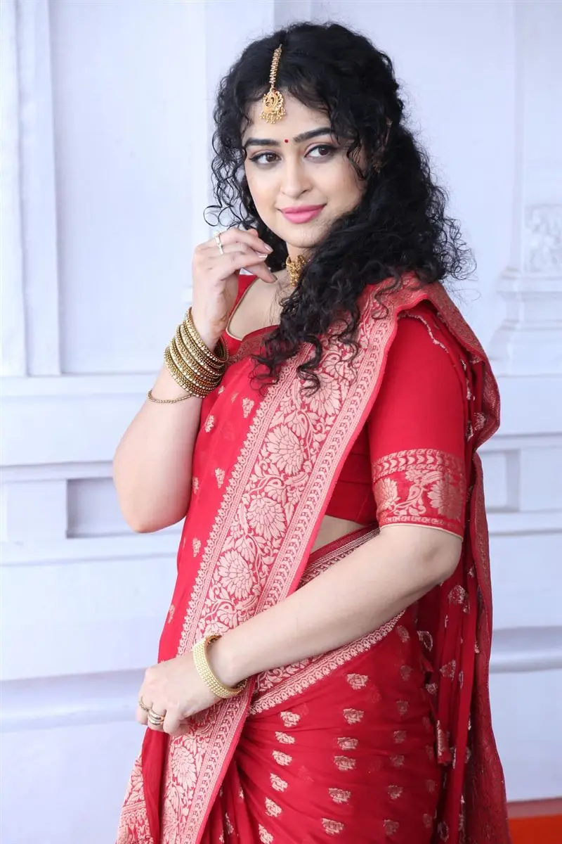 Apsara Rani in Red Saree at New Telugu Movie Opening